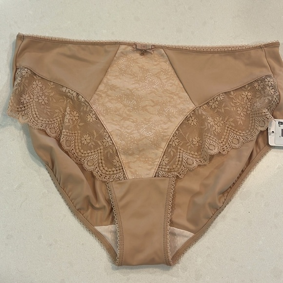 Elomi Womens 2 Pair Briefs XL Black & Dune Floral Lace Tummy Control EL4285 NWT - Picture 2 of 14